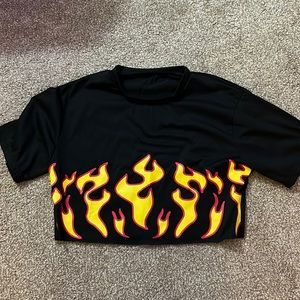 Black Flame Crop Top